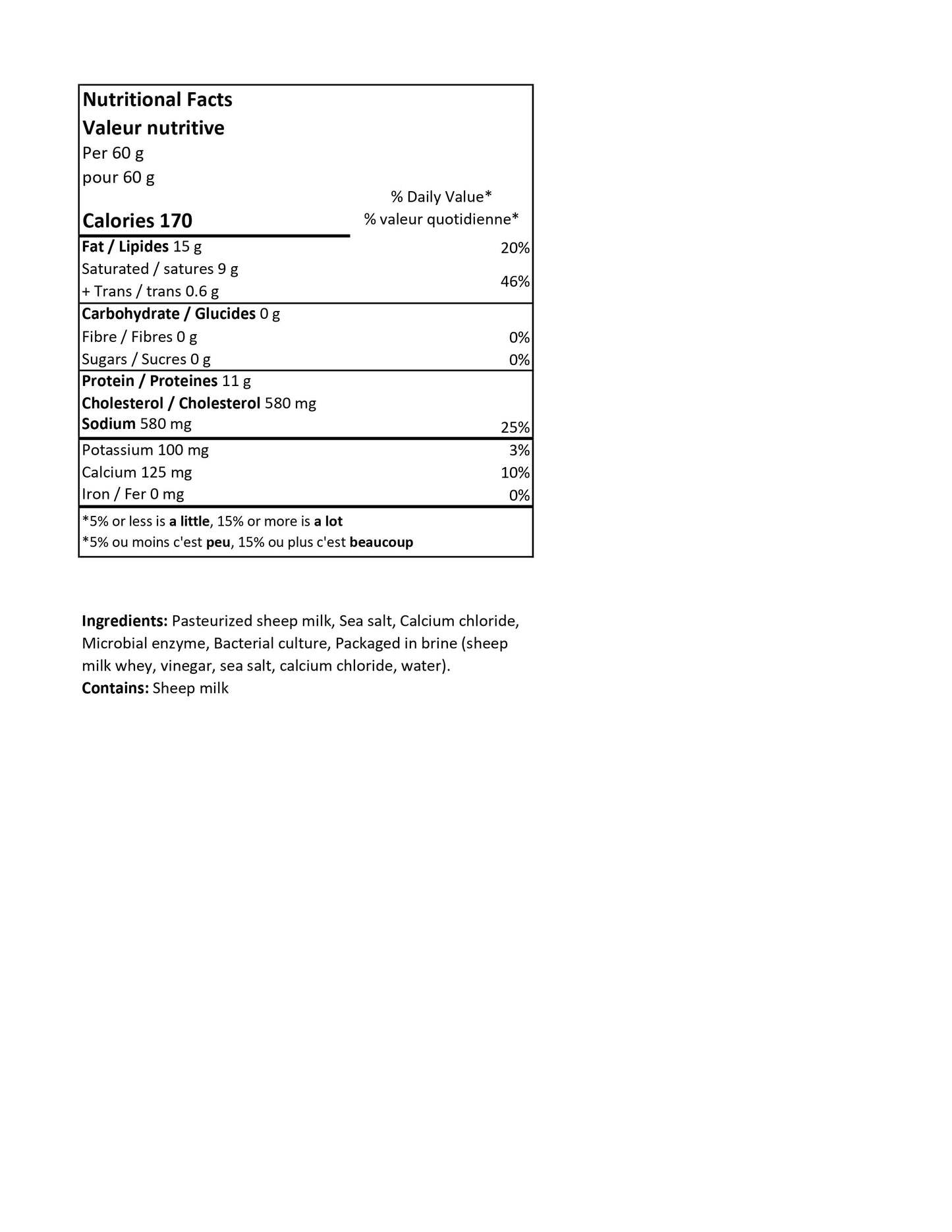 60g Baby Feta - RETAIL PACKAGING - Holiday Sale 30% off (reg. $3.91)