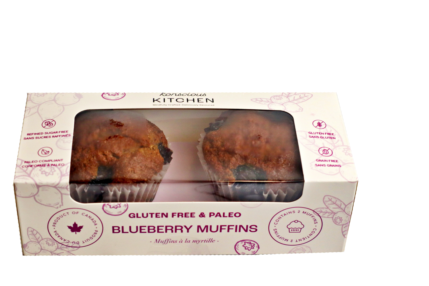 Paleo Blueberry Muffins - Pack of 2 - Case of 6 Muffins (Packaged)