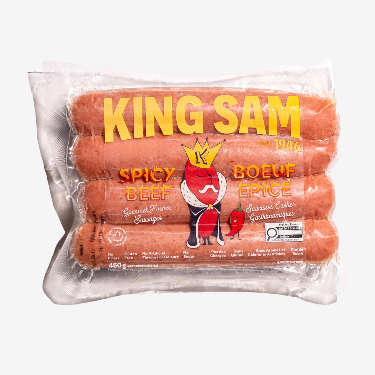 King Sam Gourmet Kosher Spicy Beef Hot Dogs (450g)