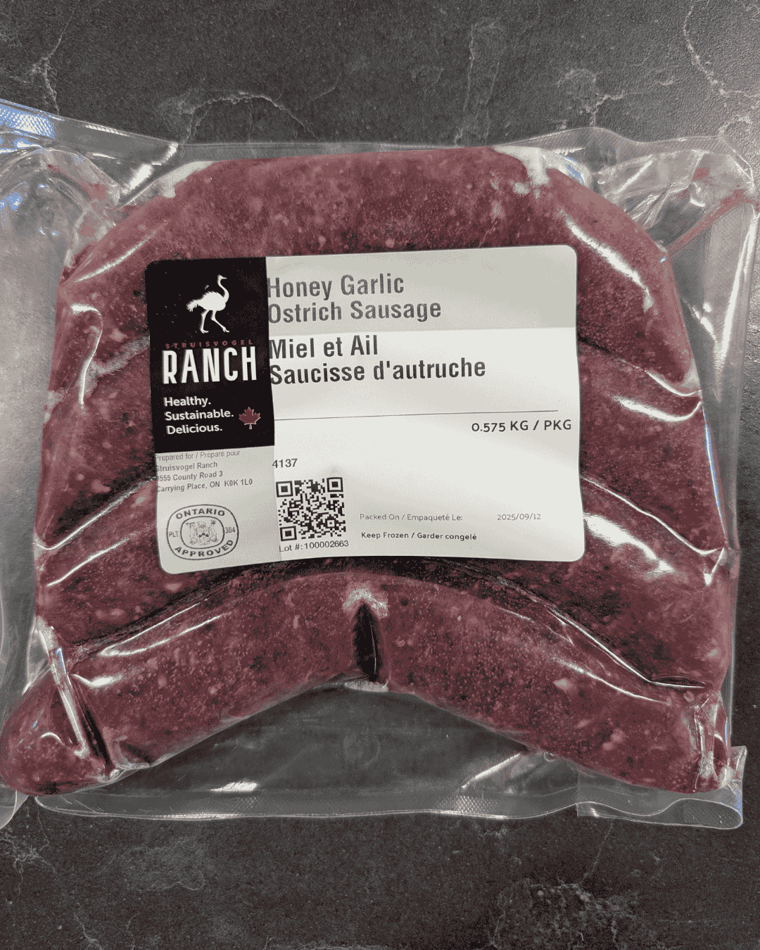Ostrich Honey Garlic Sausage