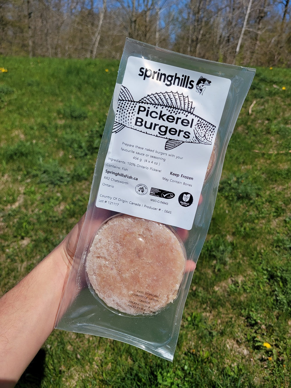 Pickerel Burgers (Unseasoned) - 10 x 4-Patty Shelf-Ready Packs