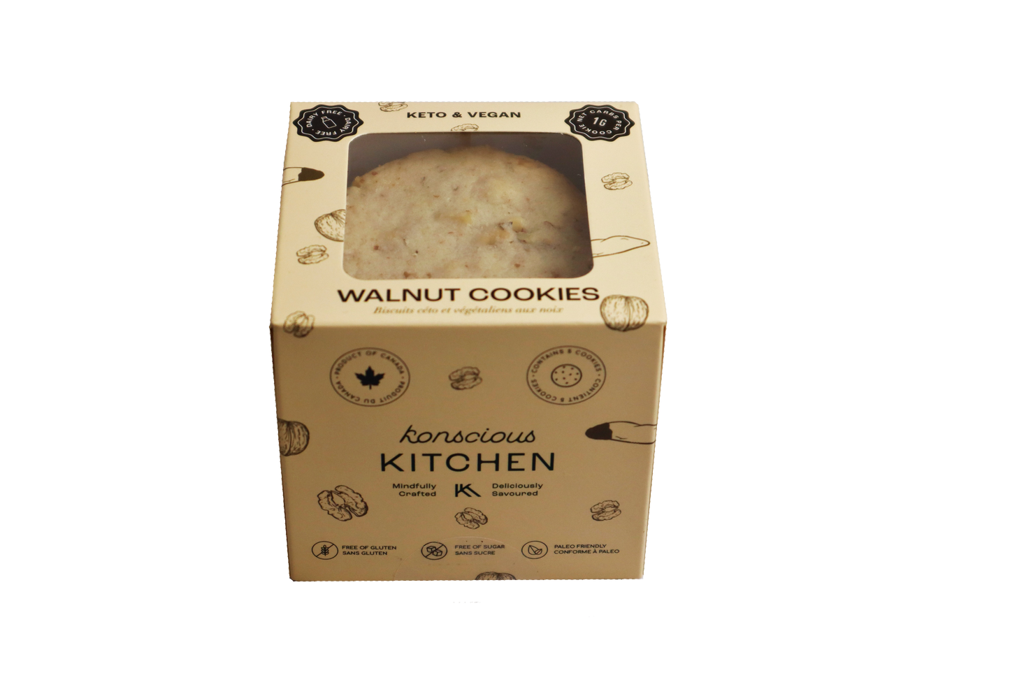 Keto Vegan Walnut Cookies : Pack of 5 - Case of 6 units