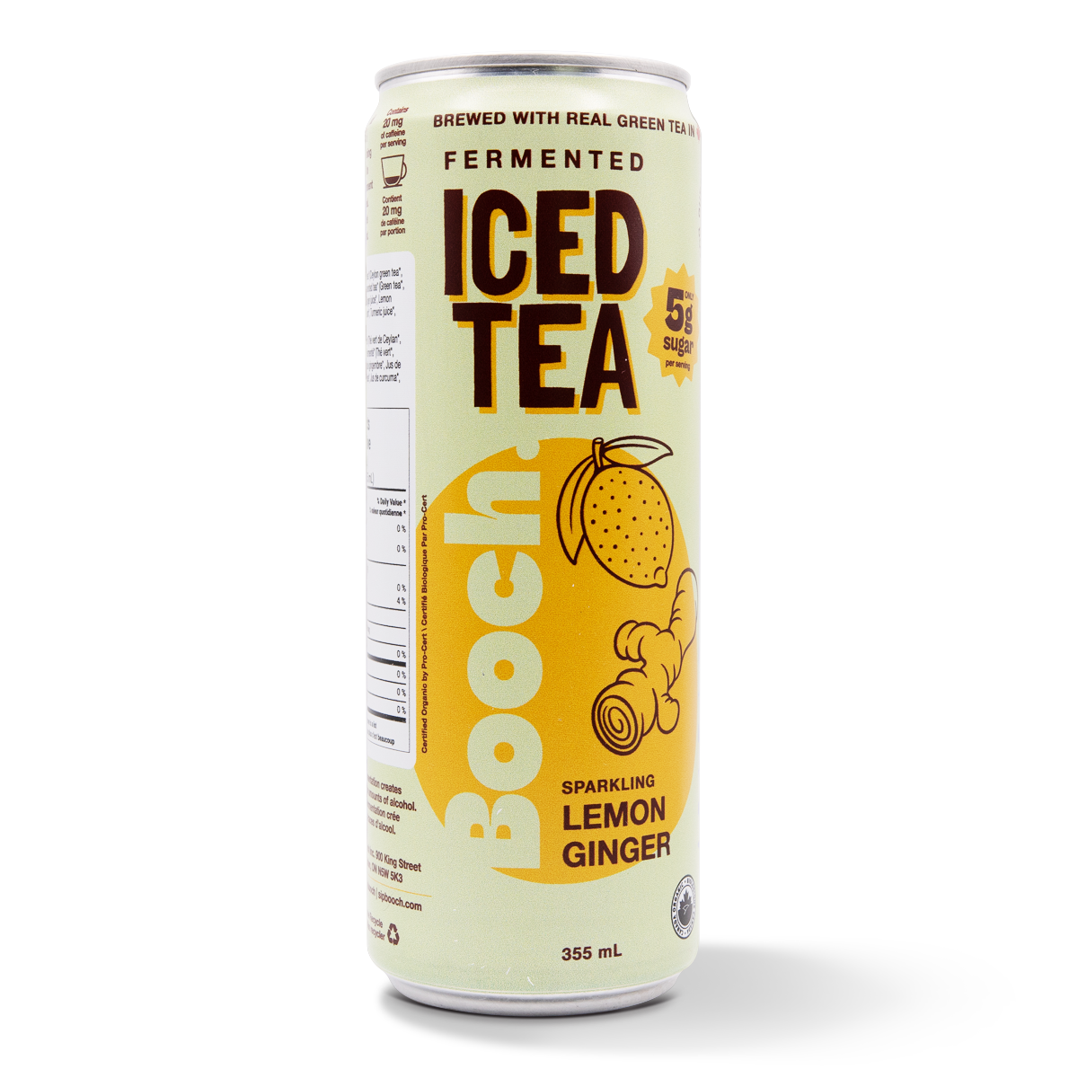 Fermented Iced Tea -  Lemon Ginger (12 Cans)