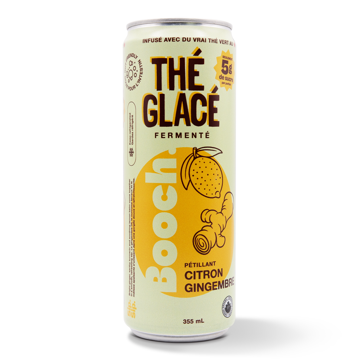 Fermented Iced Tea -  Lemon Ginger (12 Cans)