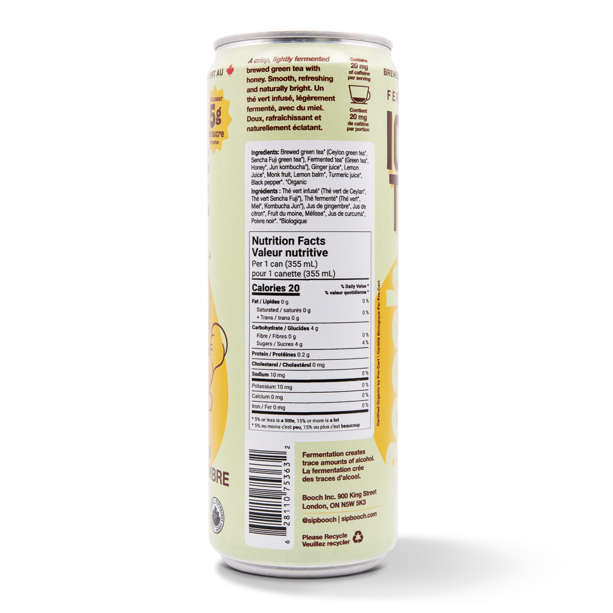 Fermented Iced Tea -  Lemon Ginger (12 Cans)