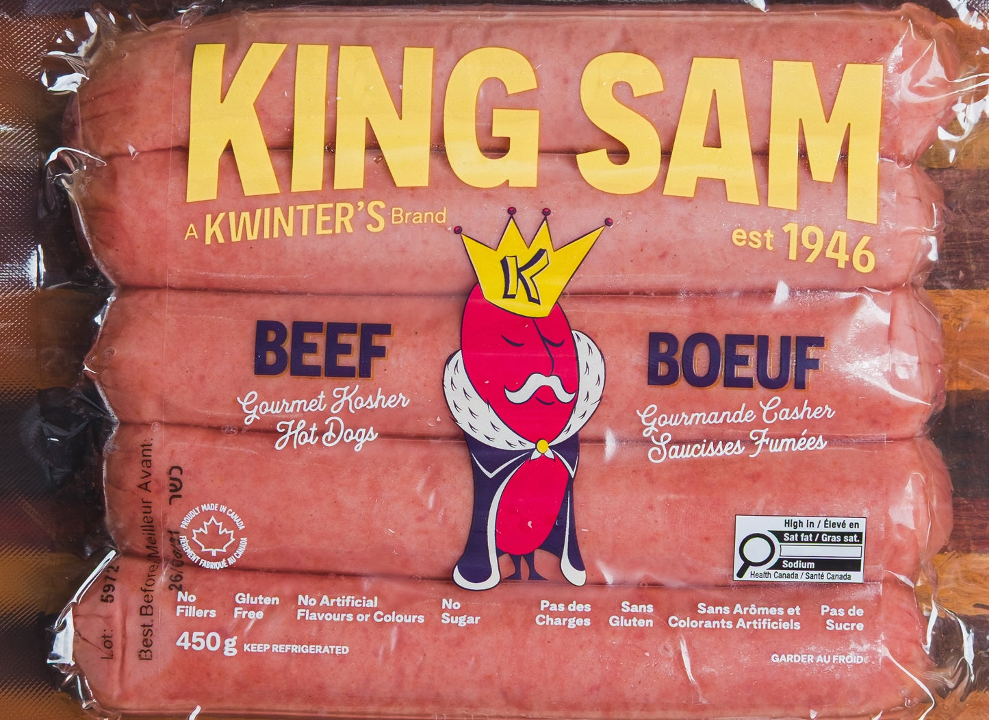 King Sam Naturally Smoked Gourmet All Beef Hot Dogs (450g)