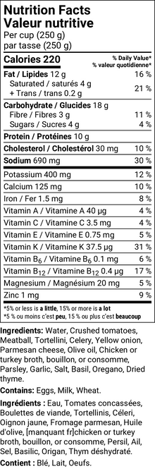 Gourmet Meatball Tortellini Soup - 1.2L Pouch - Case of 6