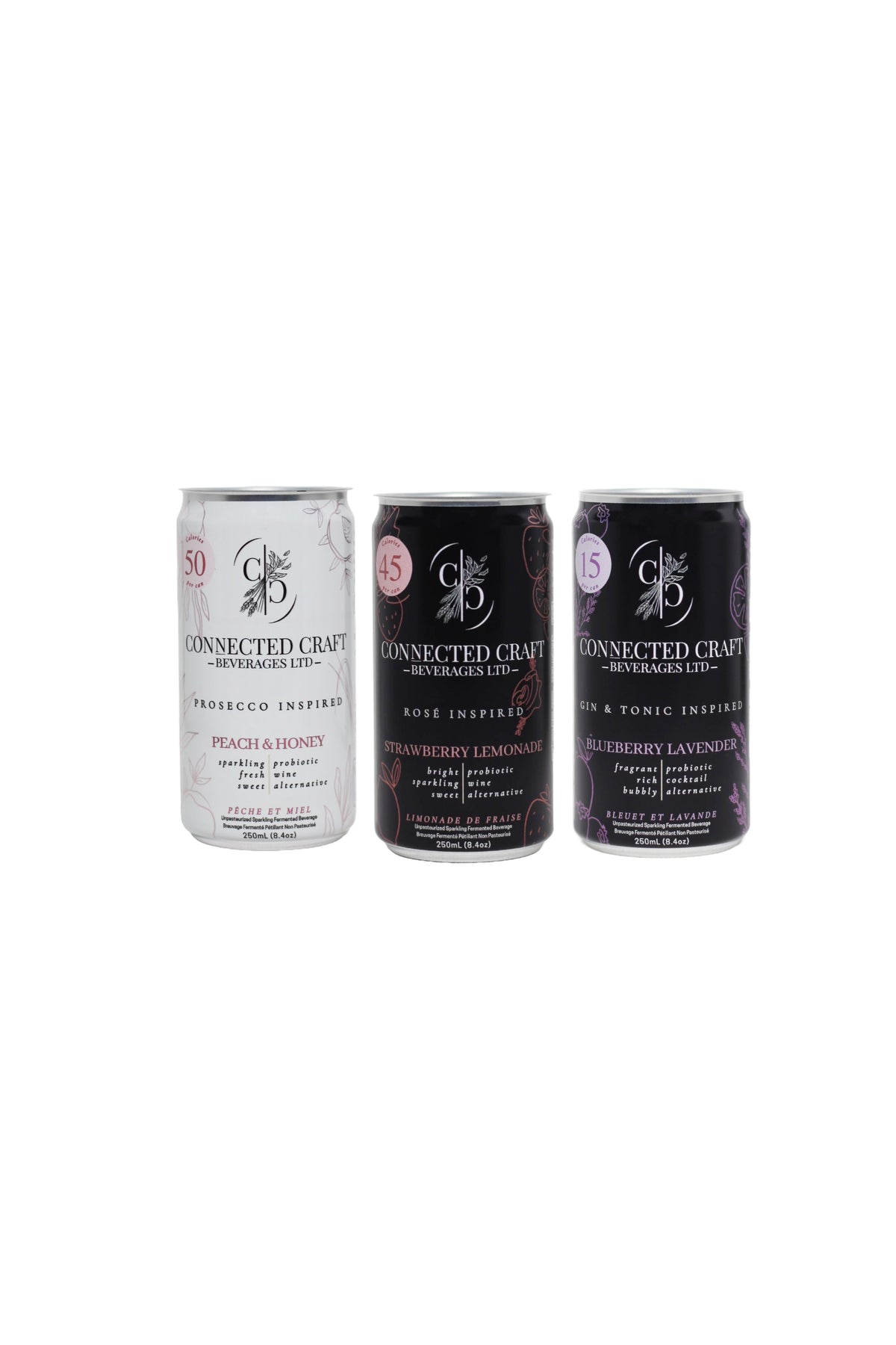 Non-Alcoholic Probiotic Wine & Cocktail Alternatives – Mixed Case (24 x 250 mL Cans)