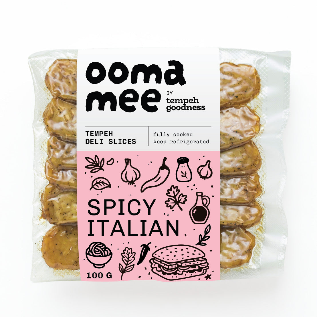 Spicy Italian – oomamee Tempeh Deli Slices – 12 per case
