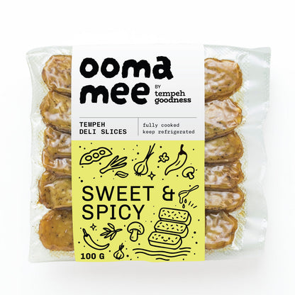 Sweet & Spicy – oomamee Tempeh Deli Slices – 12 per case
