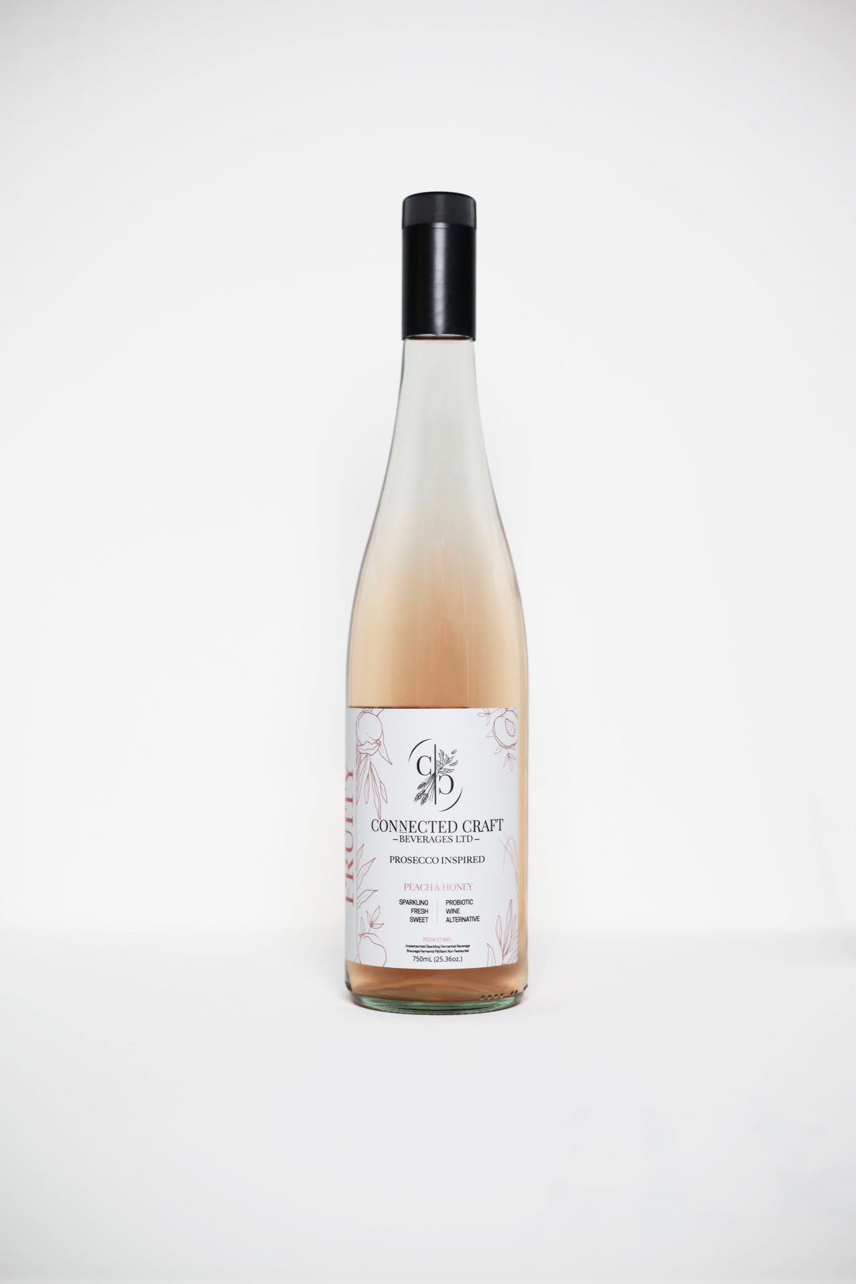 Non-Alcoholic Probiotic Prosecco Alternative (Peach & Honey) (12 x 750 mL Bottles)