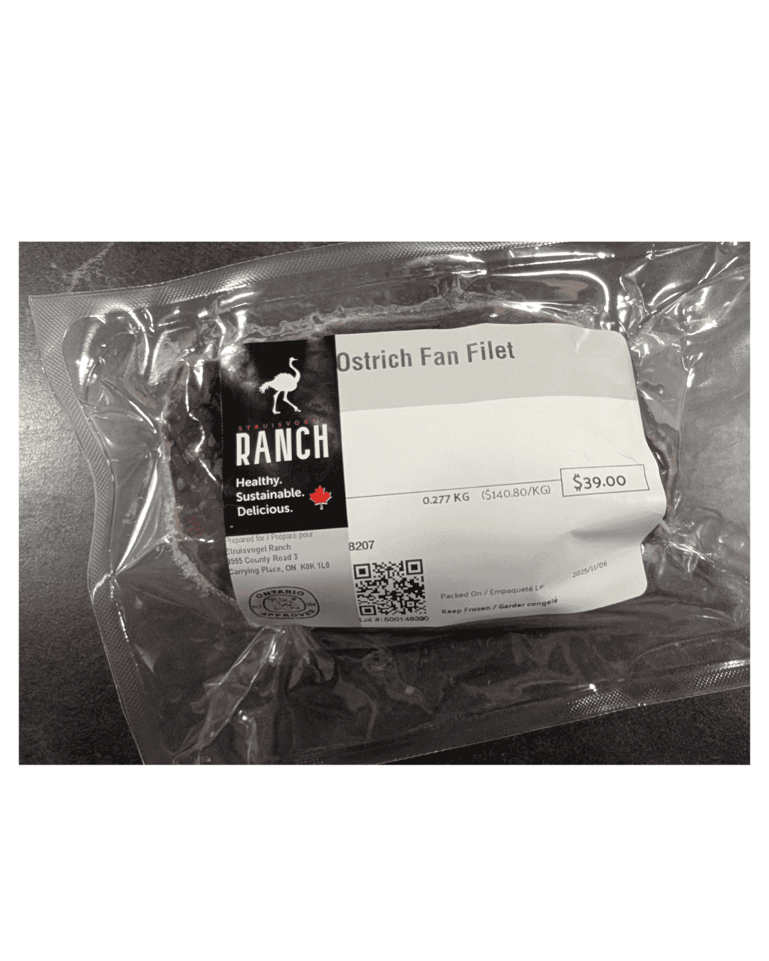 Ostrich fan filet steak