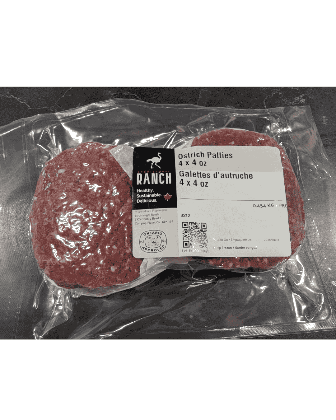 Ostrich burgers